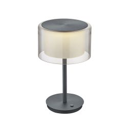 Bankamp Grand 5048 LED-Tischleuchte-Anthrazit matt-Kristallglas rauch-mit dim2warm (2200K - 2700K)