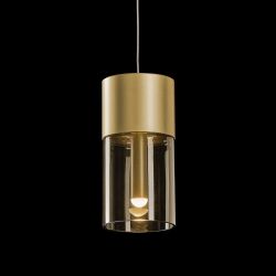 Holtkötter Aura P2 LED-Pendelleuchte-Messing eloxiert-Glas Amber-mit dim2warm (1800K - 2900K)