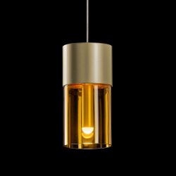 Holtkötter Aura P2 LED-Pendelleuchte-Messing eloxiert-Glas Cognac-mit dim2warm (1800K - 2900K)