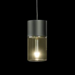 Holtkötter Aura P2 LED-Pendelleuchte-Platin-Glas Amber-mit dim2warm (1800K - 2900K)