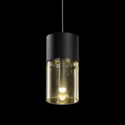 Holtkötter Aura P2 LED-Pendelleuchte-Schwarz-Glas Amber-mit dim2warm (1800K - 2900K)