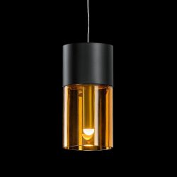 Holtkötter Aura P2 LED-Pendelleuchte-Schwarz-Glas Cognac-mit dim2warm (1800K - 2900K)
