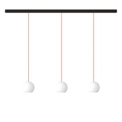 KOMOT KOS Trio L LED-Pendelleuchte-Schiene 150 cm Schwarz matt-Orange-mundgeblasenes Opalglas-mit Tunable White (2200K - 4200K)
