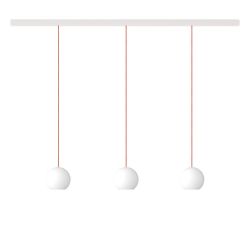KOMOT KOS Trio L LED-Pendelleuchte-Schiene 150 cm Weiß matt-Orange-mundgeblasenes Opalglas-mit Tunable White (2200K - 4200K)