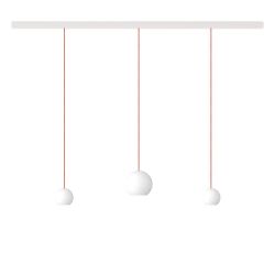 KOMOT KOS Trio SL LED-Pendelleuchte-Schiene 200 cm Weiß matt-Orange-mundgeblasenes Opalglas-mit Tunable White (2200K - 4200K)