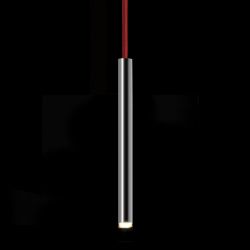 LDM ECCOLED TAVOLO QUATTRO LED-Pendelleuchte-Pendel Aluminium poliert-Rot-mit LED (2700K)