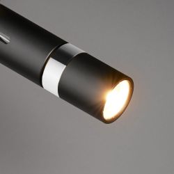 LDM KYNO TAVOLO DUO LED-Pendelleuchte-Schwarz matt-Aluminium poliert/Chrom-Rot-Linse klar-mit LED (2700K)