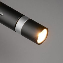 LDM KYNO TAVOLO DUO LED-Pendelleuchte-Schwarz matt-Chrom matt-Silber-Linse klar-mit LED (2700K)
