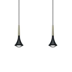 Lodes Rain Sospensione LED-Pendelleuchte 2-flammig-Schwarz matt/Gold-mit LED (2700K)