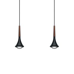 Lodes Rain Sospensione LED-Pendelleuchte 2-flammig-Schwarz matt/Kupferbronze-mit LED (2700K)