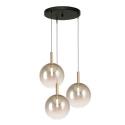 Masterlight Lido LED-Pendelleuchte 3-flammig rund-Glas Gold-Gold matt-3x Glas groß