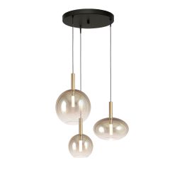 Masterlight Lido LED-Pendelleuchte 3-flammig rund-Glas Gold-Gold matt-1x Glas groß / 1x Glas klein / 1x Glas oval