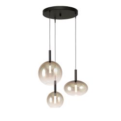 Masterlight Lido LED-Pendelleuchte 3-flammig rund-Glas Gold-Schwarz matt-1x Glas groß / 1x Glas klein / 1x Glas oval