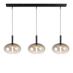 Masterlight Lido LED-Pendelleuchte 3-flammig-Glas Gold oval-Schwarz matt