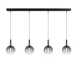 Masterlight Lido LED-Pendelleuchte 4-flammig-Glas Rauch klein-Schwarz matt