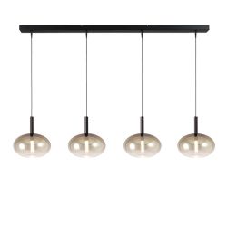 Masterlight Lido LED-Pendelleuchte 4-flammig-Glas Gold oval-Schwarz matt