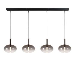 Masterlight Lido LED-Pendelleuchte 4-flammig-Glas Rauch oval-Schwarz matt