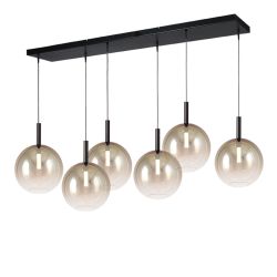 Masterlight Lido LED-Pendelleuchte 6-flammig-Glas Gold groß-Schwarz matt