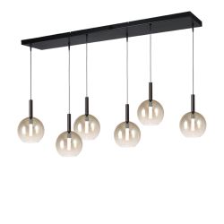 Masterlight Lido LED-Pendelleuchte 6-flammig-Glas Gold klein-Schwarz matt