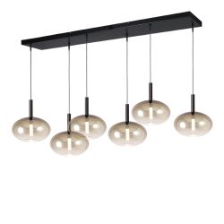 Masterlight Lido LED-Pendelleuchte 6-flammig-Glas Gold oval-Schwarz matt