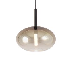 Masterlight Lido LED-Pendelleuchte 1-flammig-Glas Gold oval-Schwarz matt