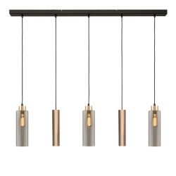 Masterlight Ortona 3-2 Pendelleuchte 5-flammig-3x Glas klein-Pendel Gold matt-Gold matt