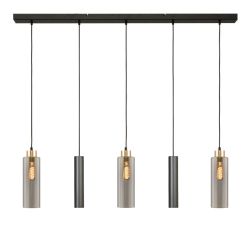 Masterlight Ortona 3-2 Pendelleuchte 5-flammig-3x Glas klein-Pendel Schwarz matt-Gold matt