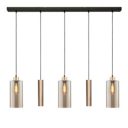 Masterlight Ortona 3-2 Pendelleuchte 5-flammig-3x Glas medium-Pendel Gold matt-Gold matt