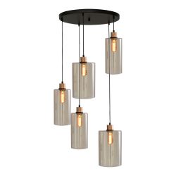 Masterlight Ortona Pendelleuchte 5-flammig rund-3x Glas groß / 2x Glas medium-Gold matt