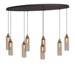 Masterlight Ortona Pendelleuchte 8-flammig oval-8x Glas klein-Gold matt