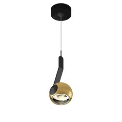 Occhio io 3d sospeso up LED-Pendelleuchte-Kopf/head Bronze-Körper/body Schwarz matt-Aufbaudose/base Schwarz matt-Ausführung fix 80-180 cm-Kopfeinsatz io C-mit LED (3000K)