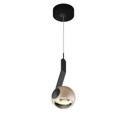 Occhio io 3d sospeso up LED-Pendelleuchte-Kopf/head Gold matt-Körper/body Schwarz matt-Aufbaudose/base Schwarz matt-Ausführung fix 80-180 cm-Kopfeinsatz io C-mit LED (3000K)