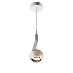 Occhio io 3d sospeso up LED-Pendelleuchte-Kopf/head Gold matt-Körper/body Weiß matt-Aufbaudose/base Weiß matt-Ausführung variabel 50-200 cm-Kopfeinsatz io C-mit LED (3000K)