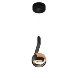 Occhio io 3d sospeso up LED-Pendelleuchte-Kopf/head Rose Gold-Körper/body Schwarz matt-Aufbaudose/base Schwarz matt-Ausführung fix 80-180 cm-Kopfeinsatz io C-mit LED (2700K)