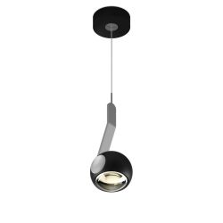 Occhio io 3d sospeso up LED-Pendelleuchte-Kopf/head Schwarz matt-Körper/body Chrom matt-Aufbaudose/base Schwarz matt-Ausführung fix 80-180 cm-Kopfeinsatz io C-mit LED (2700K)