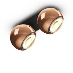 Occhio io giro doppio VOLT LED-Deckenstrahler-Kopf/head Rose Gold-Aufbaudose/base Schwarz matt-mit LED (2700K)