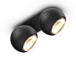 Occhio io giro doppio VOLT LED-Deckenstrahler-Kopf/head Schwarz matt-Aufbaudose/base Schwarz matt-mit LED (2700K)