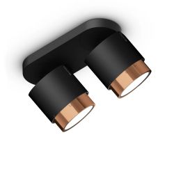 Occhio lui alto doppio VOLT LED-Deckenstrahler-Kopf/head Rose Gold-Körper/body Schwarz matt-Aufbaudose/base Schwarz matt-Kopfeinsatz Zoom-mit LED (2700K)