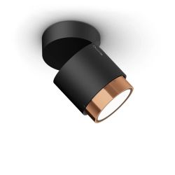 Occhio lui volto VOLT LED-Deckenstrahler-Kopf/head Rose Gold-Körper/body Schwarz matt-Aufbaudose/base Schwarz matt-Kopfeinsatz Zoom-mit LED (2700K)