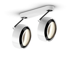 Occhio Più alto 3d doppio VOLT LED-Deckenstrahler-Kopf/head Weiß glänzend-Körper/body Chrom-Aufbaudose/base Weiß matt-Linse Schwarz glänzend-Contour C80-mit LED (2700K)