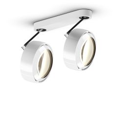Occhio Più alto 3d doppio VOLT LED-Deckenstrahler-Kopf/head Weiß glänzend-Körper/body Chrom-Aufbaudose/base Weiß matt-Linse Weiß glänzend-Contour C80-mit LED (2700K)