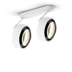 Occhio Più alto 3d doppio VOLT LED-Deckenstrahler-Kopf/head Weiß matt-Körper/body Weiß matt-Aufbaudose/base Weiß matt-Linse Schwarz glänzend-Contour C80-mit LED (2700K)