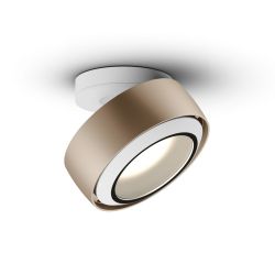 Occhio Più R alto VOLT LED-Deckenstrahler-Kopf/head Gold matt-Aufbaudose/base Weiß matt-Cone Glas Weiß matt-Contour C80-mit LED (2700K)