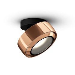 Occhio Più R alto VOLT LED-Deckenstrahler-Kopf/head Rose Gold-Aufbaudose/base Schwarz matt-Cone Glas Rose Gold-Contour C80-mit LED (3000K)