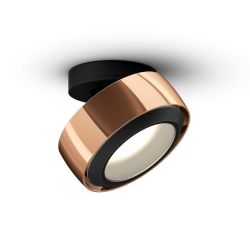 Occhio Più R alto VOLT LED-Deckenstrahler-Kopf/head Rose Gold-Aufbaudose/base Schwarz matt-Cone Glas Schwarz matt-Contour C80-mit LED (2700K)