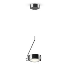 Occhio Sento filo singolo up LED-Pendelleuchte-Kopf/head Chrom-Körper/body Chrom-Aufbaudose/base Chrom-Kopfeinsatz Sento E Linse/Glas-Ausführung fix 80-180 cm-mit Occhio air Modul-mit LED (2700K)