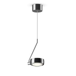 Occhio Sento filo singolo up LED-Pendelleuchte-Kopf/head Chrom-Körper/body Chrom-Aufbaudose/base Chrom-Kopfeinsatz Sento E Linse/Glas-Ausführung variabel 50-200 cm-mit Occhio air Modul-mit LED (2700K)