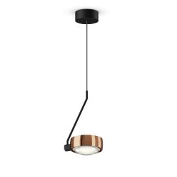 Occhio Sento filo singolo up LED-Pendelleuchte-Kopf/head Rose Gold-Körper/body Schwarz matt-Aufbaudose/base Schwarz matt-Kopfeinsatz Sento E Linse/Glas-Ausführung fix 80-180 cm-mit Occhio air Modul-mit LED (3000K)