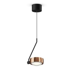 Occhio Sento filo singolo up LED-Pendelleuchte-Kopf/head Rose Gold-Körper/body Schwarz matt-Aufbaudose/base Schwarz matt-Kopfeinsatz Sento E Linse/Glas-Ausführung variabel 50-200 cm-mit Occhio air Modul-mit LED (3000K)