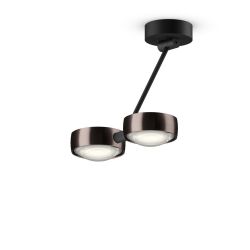 Occhio Sento soffitto doppio up 30 LED-Deckenleuchte-Kopf/head Phantom-Körper/body Schwarz matt-Aufbaudose/base Schwarz matt-Kopfeinsatz Sento E Linse/Glas-mit Occhio air Modul-mit LED (2700K)